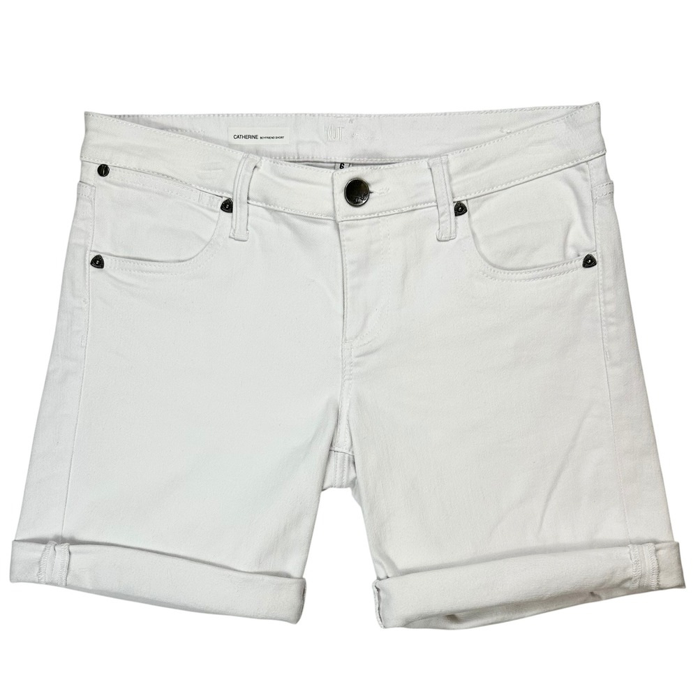 KUT from the Kloth Catherine Boyfriend Shorts White Denim Cuffed Size 6
